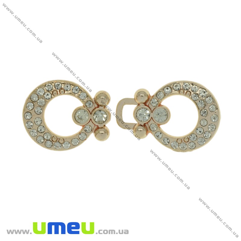 Пряжка металева роз'ємна зі стразами, 47х19 мм, Золото (SEW-023968)