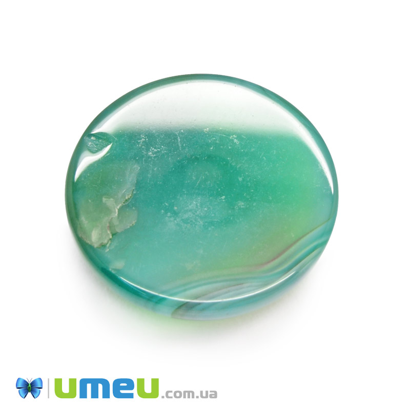 Кабошон нат. камінь Агат зелений, Круглий, 20,4 мм (KAB-049978)