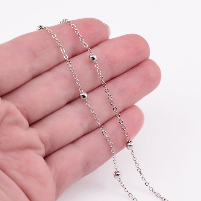 Ланцюг, Темне срібло, 2х1,7 мм з кульками 3,5 мм (ZEP-056066)