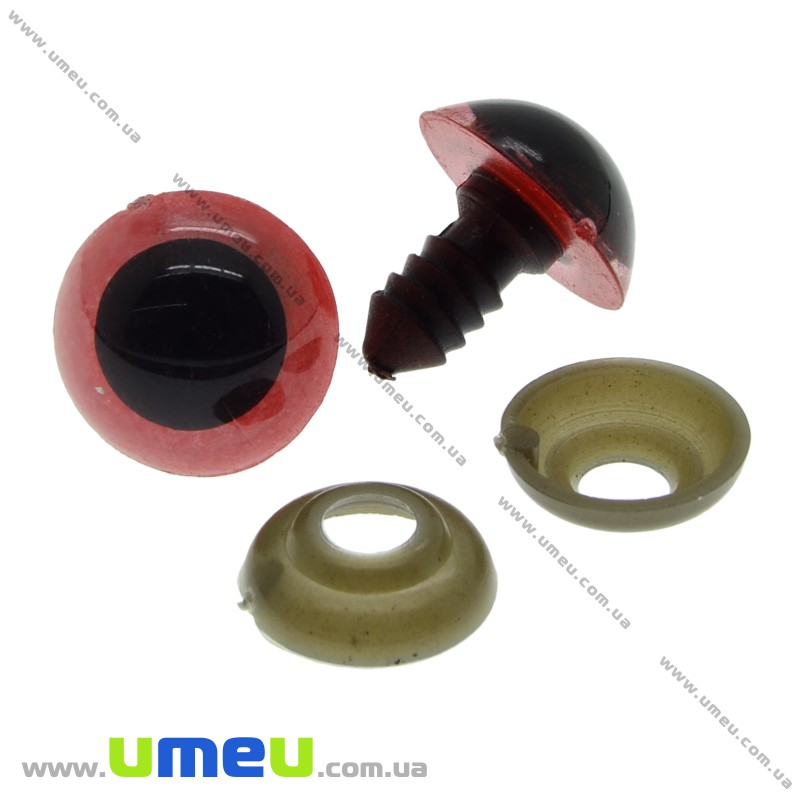 Очки з штифтом круглі (з заглушками), 16 мм, Червоні (DIF-030519)