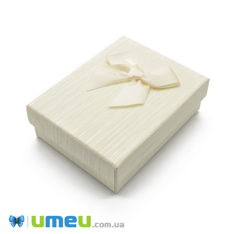 Подарункова коробочка Прямокутна в смужку, 9х7х3 см, Кремова (UPK-042818)