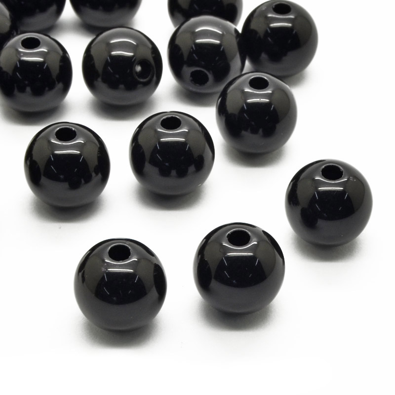 Намистини для сумок ОПТ, Пластикові, Круглі, 10 мм, Чорні (BUS-060735)