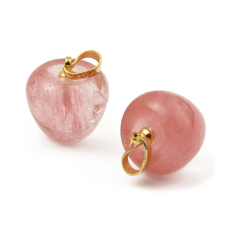Підвіска Яблуко, Натур. камінь Кварц вишневий, 14,5х14 мм (POD-058582)