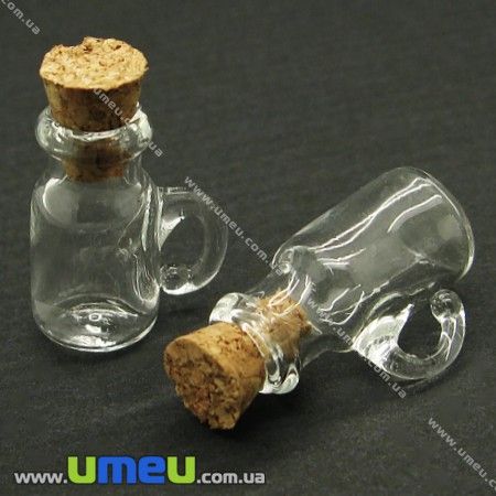 Скляна баночка з ручкою, Прозора, 18х23 мм (DIF-006679)