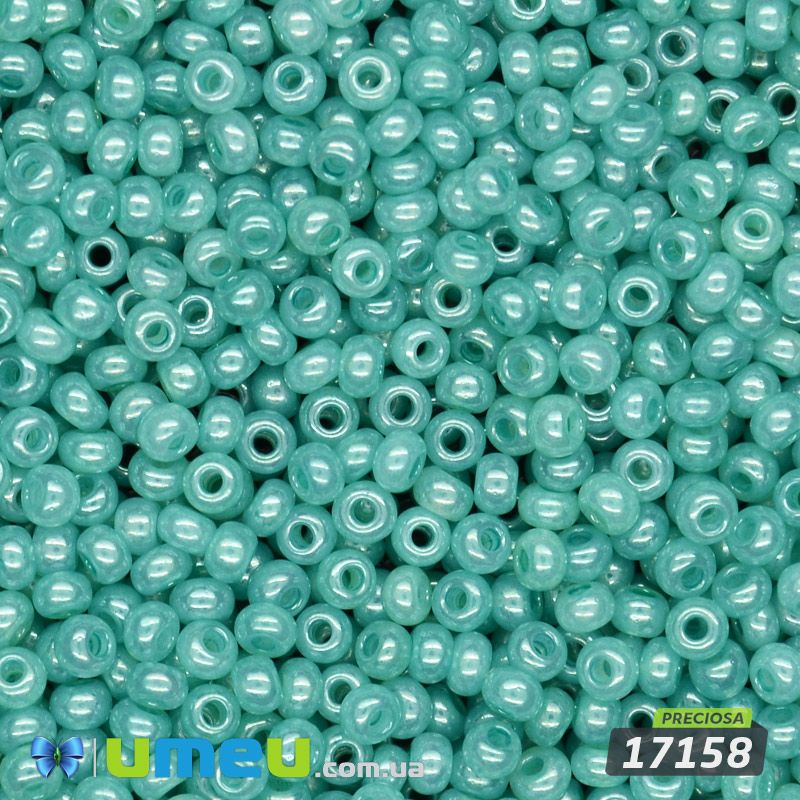 Бісер чеський №883/17158, Бірюзовий, Перламутровий, 10/0 (BIS-047768)