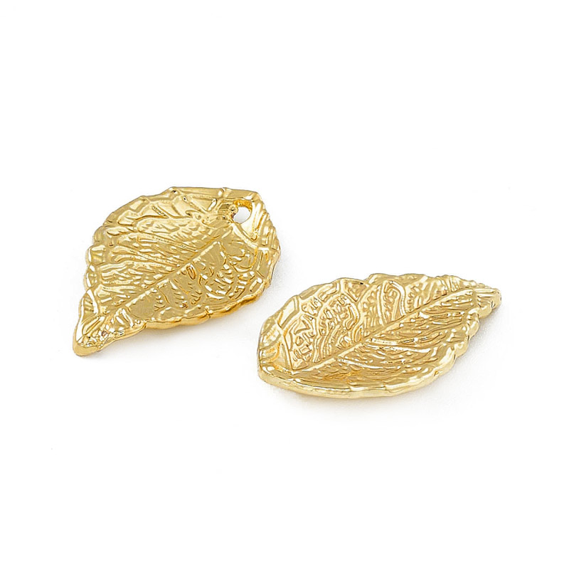 Підвіска метал. Листок, Стійке покриття, 25,5х15 мм, Світле золото (POD-053525)