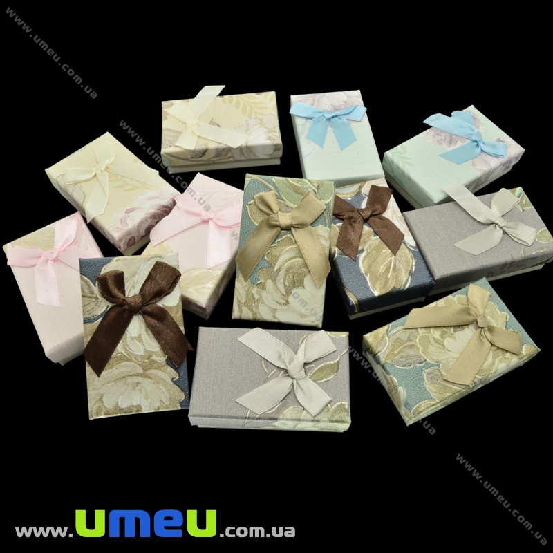 Подарункова коробочка Прямокутна з візерунком, 8х4,5х2,5 см, Сіра (UPK-023139)