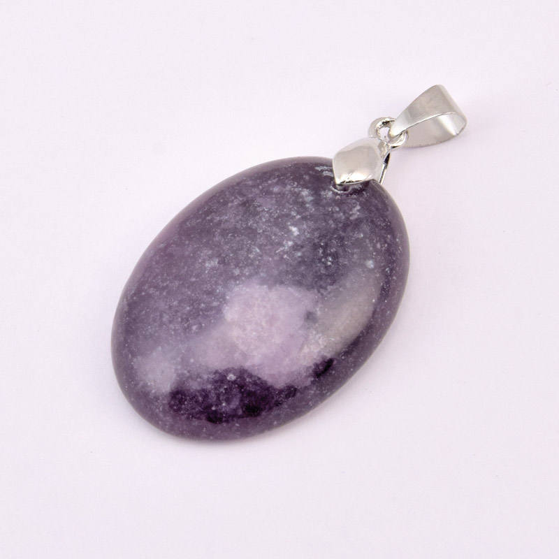 Підвіска Овал, Натур. камінь Лепідоліт, 30х22 мм (POD-058716)