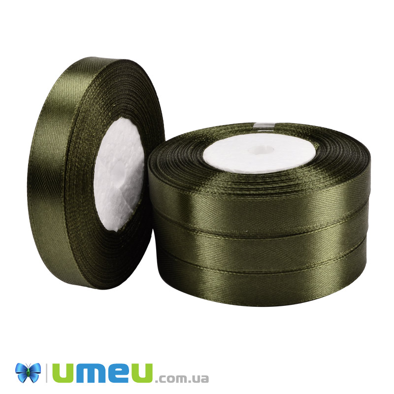 Атласна стрічка, 12 мм, Хакі (LEN-051027)