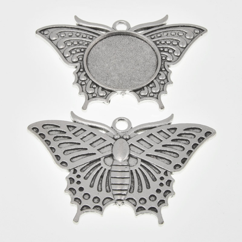 Основа Бабочка, 49х33 мм, 20 мм, Античное серебро (OSN-059460)