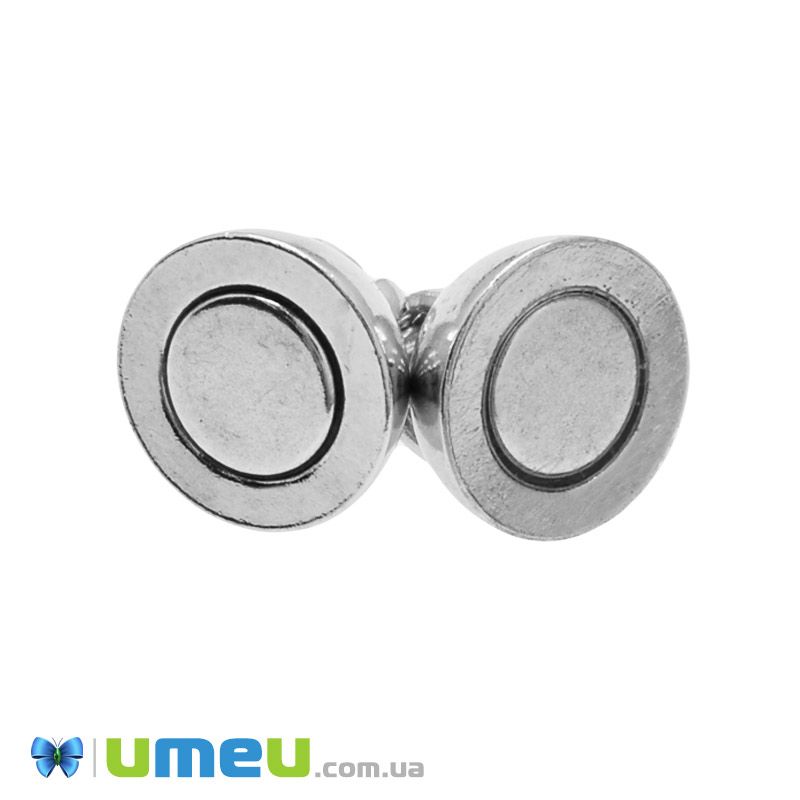 Замок магнитный с колечками, 16х10 мм, Темное серебро (ZAM-048731)