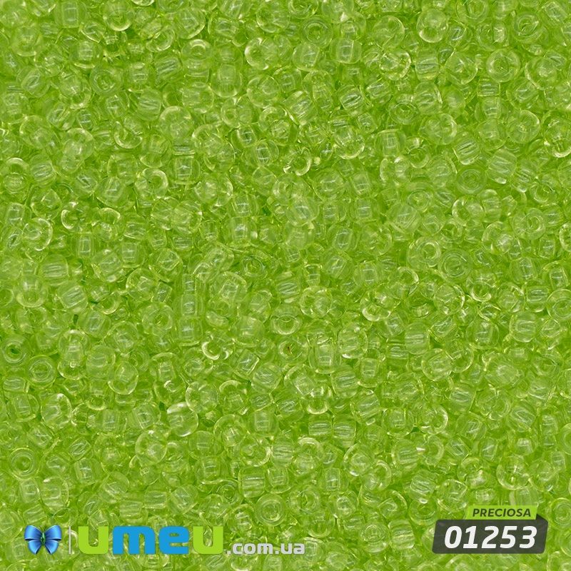 Бісер чеський №151/01253, Салатовий, Прозорий, 10/0 (BIS-043749)