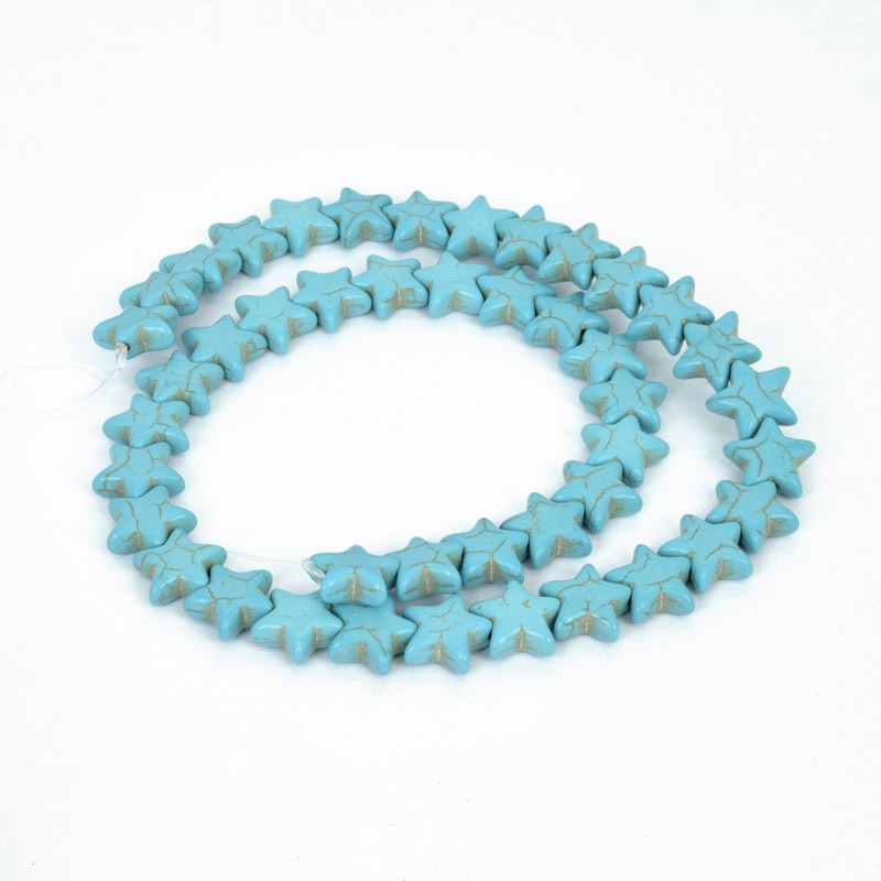 Намистини Бірюза пофарбована, Синт. камінь, 12х12х4 мм, Зірка (BUS-057546)