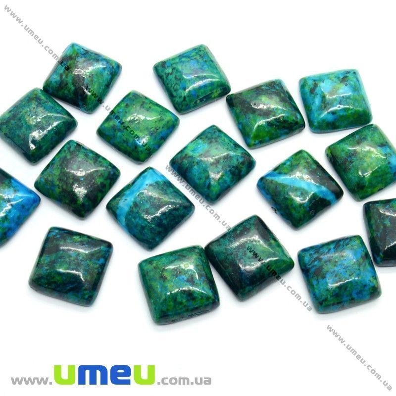 Кабошон нат. камінь Хрізоколла, Квадратний, 16х16 мм (KAB-012661)