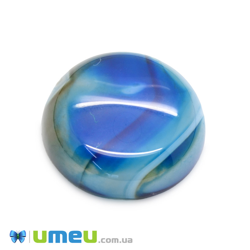 Кабошон нат. камінь Агат синій, Круглий, 20,4 мм (KAB-049997)