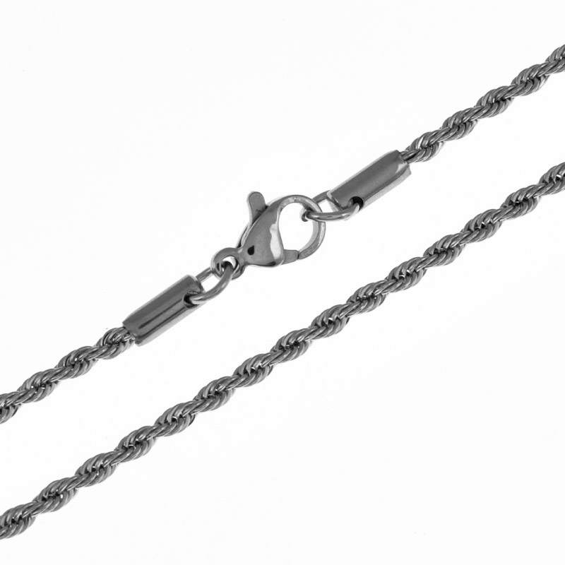 Основа на шию з нерж. ст., Темне срібло, 2 мм, 45 см (STL-058297)