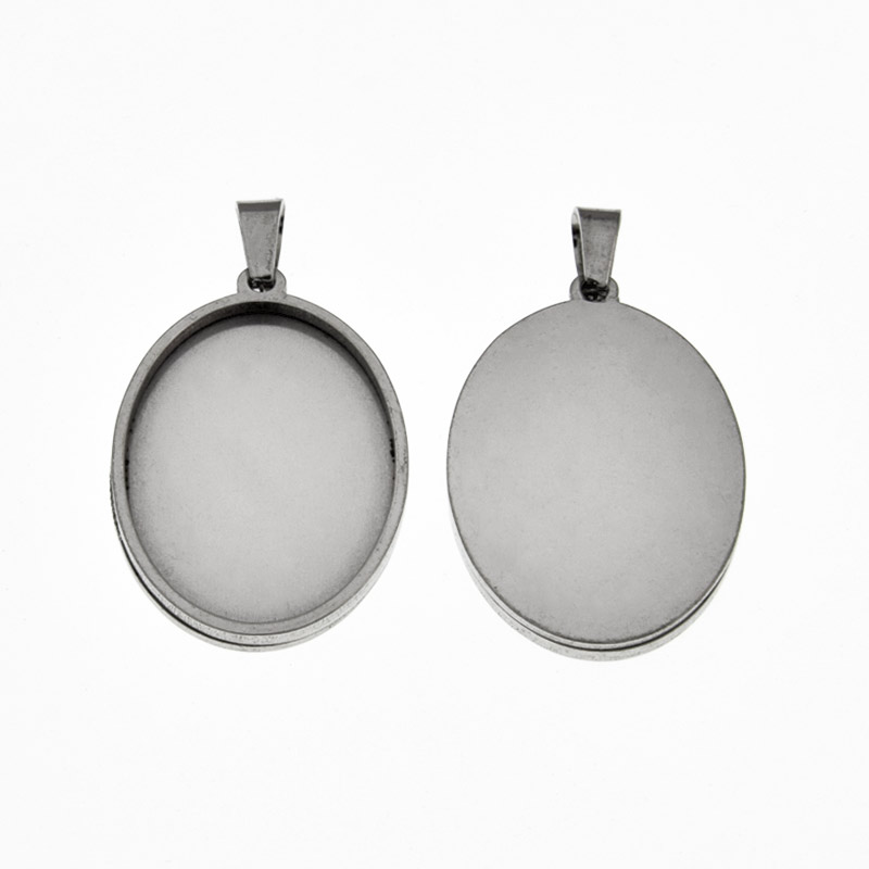 Основа овальна з нерж. сталі, 35х22,5 мм, 30х20 мм, Темне срібло (STL-059495)