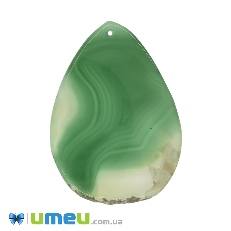 Зріз Агата, Зелений, 66х48 мм (POD-009337)