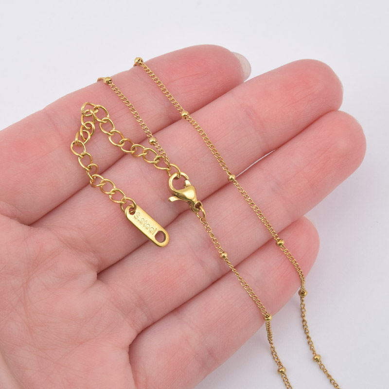 Основа на шию з нерж. ст. з подовжувачем, Золото, 1 мм, 42 см (STL-058324)