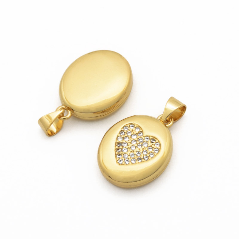 Медальон Овальный Позолота 18 kt со стразами куб.цирконий, 18,5х13,5х4,5 мм (POD-054454)