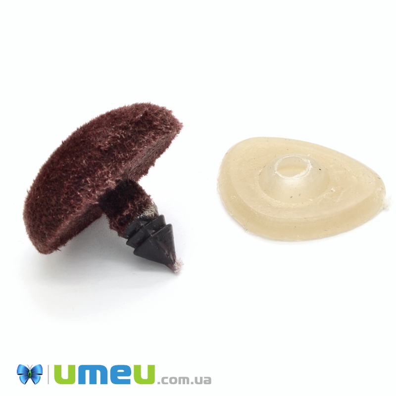 Носик зі штифтом (з заглушкою) оксамитовий, 23х18 мм, Коричневий (DIF-037472)