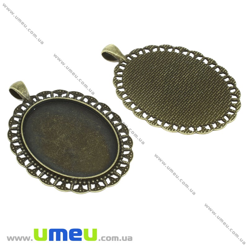 Основа овальная, 61х42 мм, 40х30 мм, Античная бронза (OSN-001394)