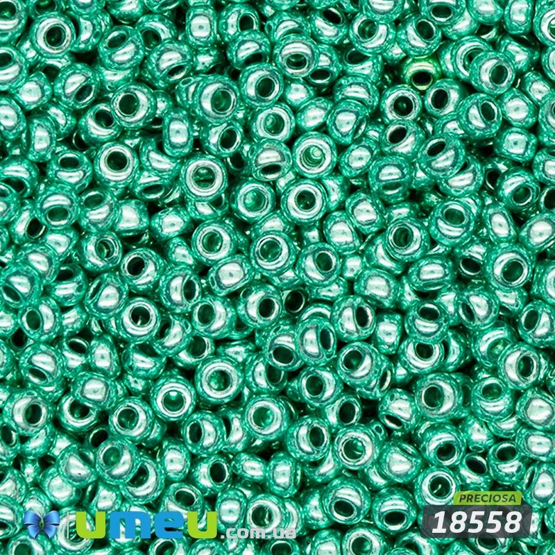 Бісер чеський №913/18558, Зелений, Металізований, 10/0 (BIS-043918)