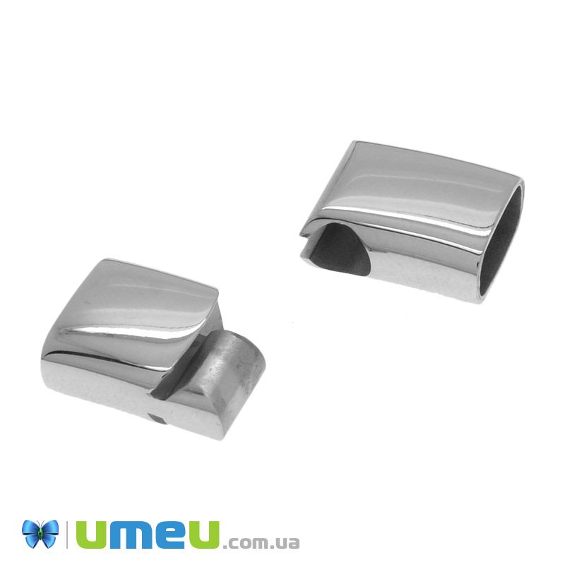 Замок магнітний з нерж. сталі для вклеювання шнура, 24х12 мм, Темне срібло (STL-039704)
