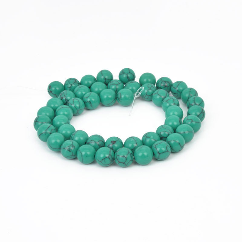 Намистини Бірюза, Синт. камінь, 8 мм, Круглі (BUS-058093)