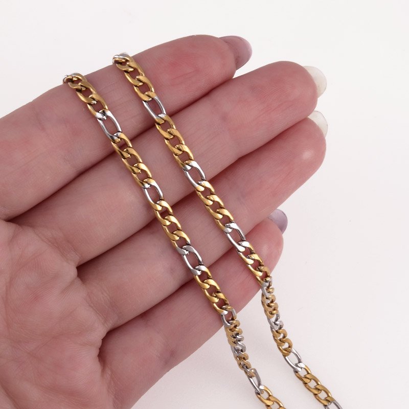 Ланцюг з нержавіючої сталі, 3,8 мм, Золотисто-сріблястий (ZEP-055320)