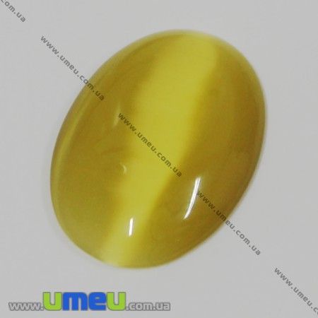 Кабошон Котяче око, 25х18 мм, Жовтий, Овал (KAB-008057)