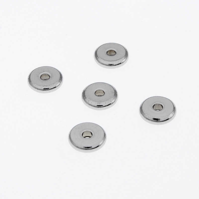 Намистини з нерж. сталі Круглі плоскі, 8х2 мм, Темне срібло (STL-055783)