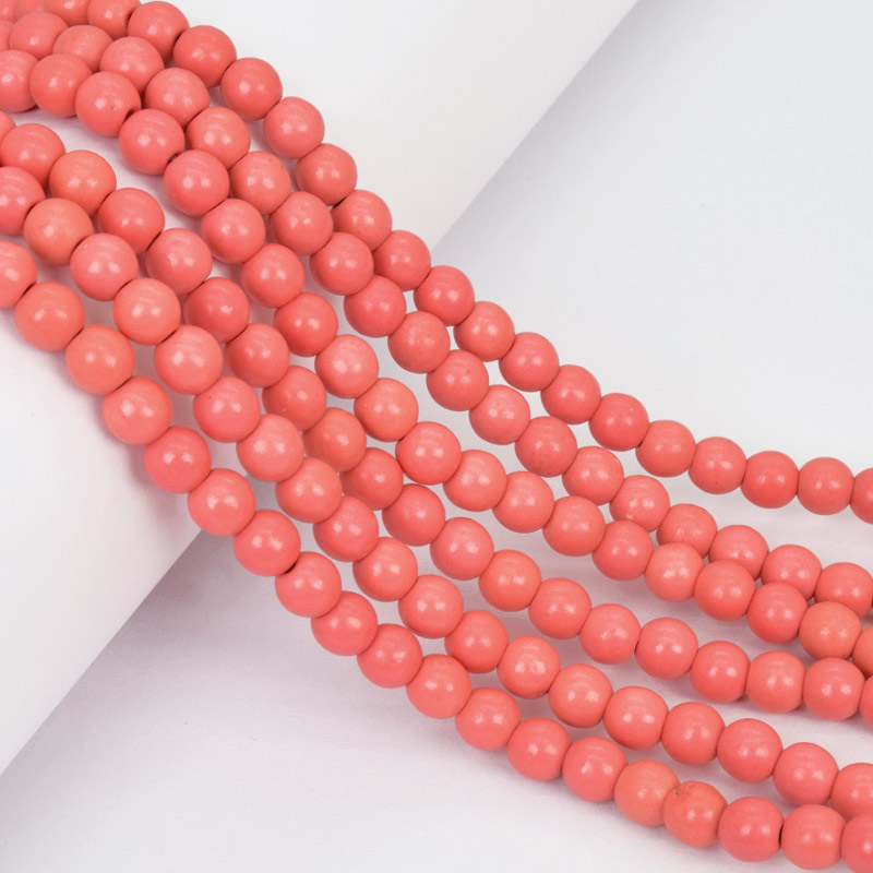 Намистини Корал пофарбований, Синт. камінь, 6,5 мм, Круглі (BUS-057520)