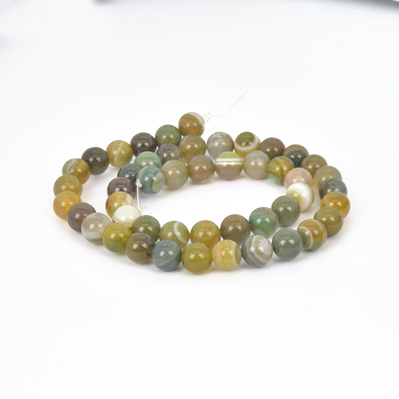 Намистини Агат оливковий, Натур. камінь, 8 мм, Круглі (BUS-058072)