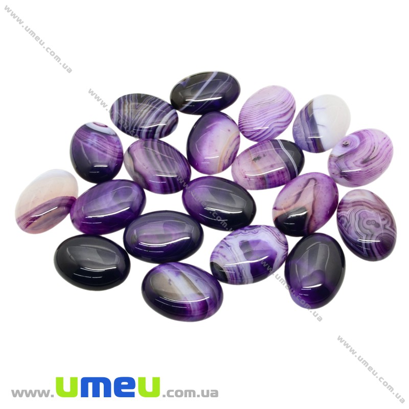 Кабошон нат. камінь Агат фіолетовий, Овал, 25х18 мм (KAB-012703)