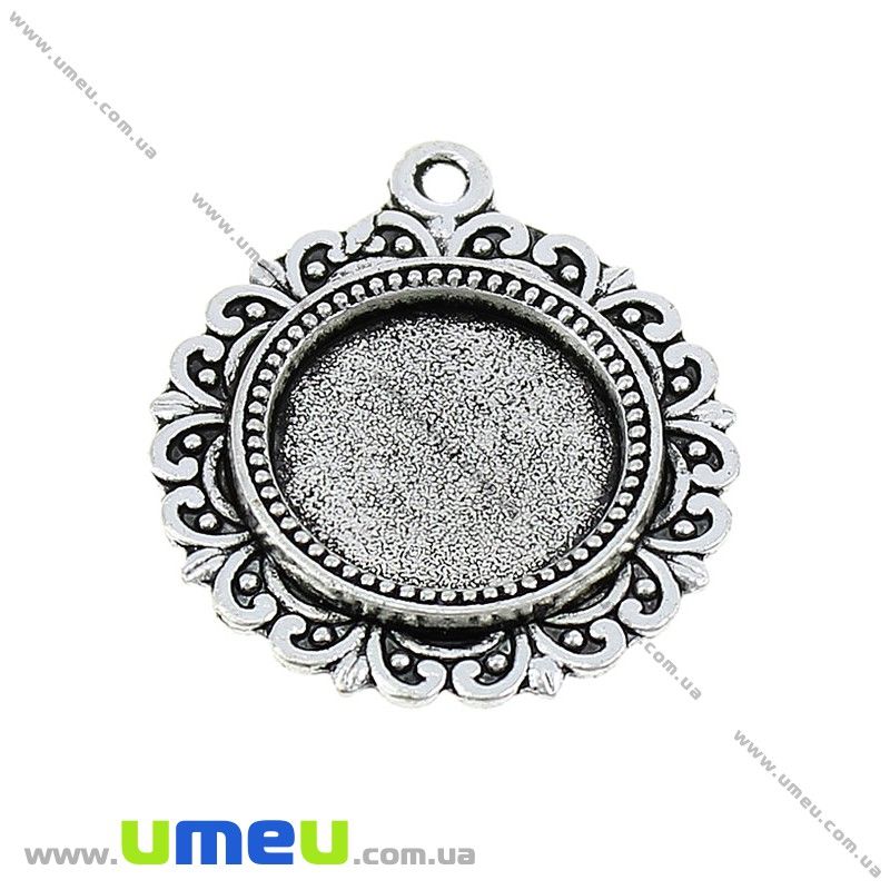 Основа кругла, 31х27 мм, 16 мм, Античне срібло (OSN-028211)