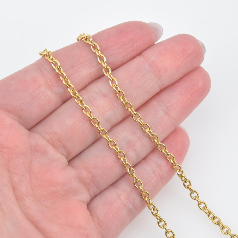 Ланцюг з нержавіючої сталі, 3 мм, Золото (ZEP-058392)