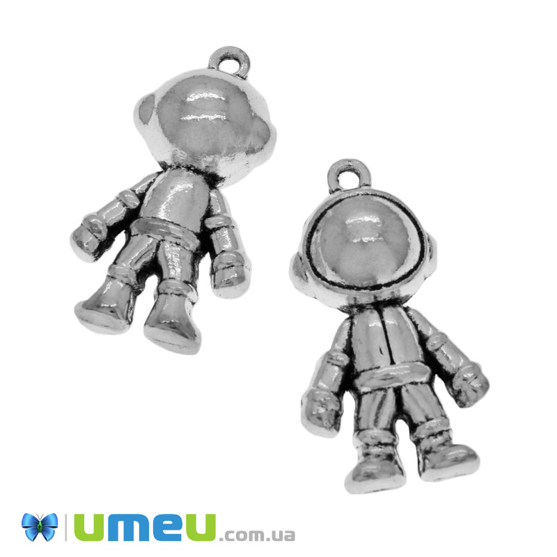 Підвіска метал. Космонавт, 32х18 мм, Античне срібло (POD-045040)