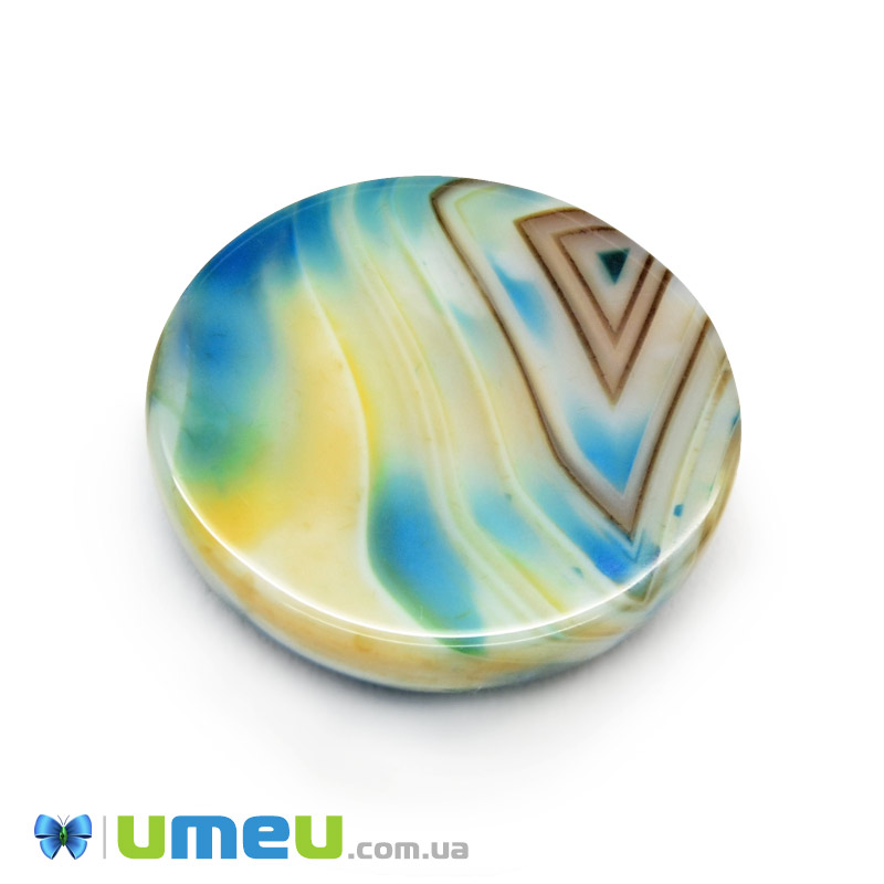 Кабошон нат. камінь Агат синій, Круглий, 20,4 мм (KAB-049985)