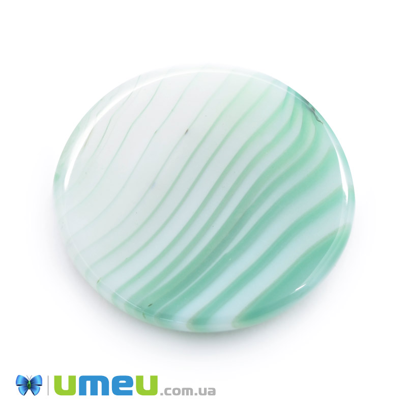 Кабошон нат. камінь Агат зелений, Круглий, 24,2 мм (KAB-050008)