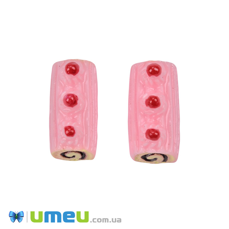 Кабошон из полимерной глины, Рулетик, 20х9 мм, Розовый (DIF-050834)