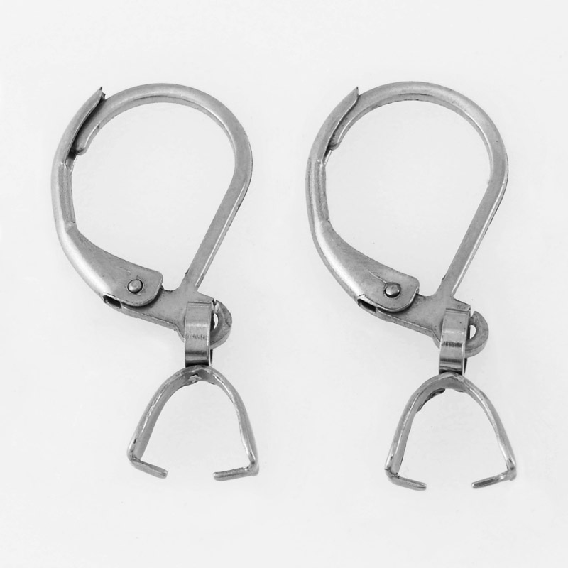 Швензы из нерж. стали с держателем для кулона, 23х10 мм, Темное серебро (STL-055868)