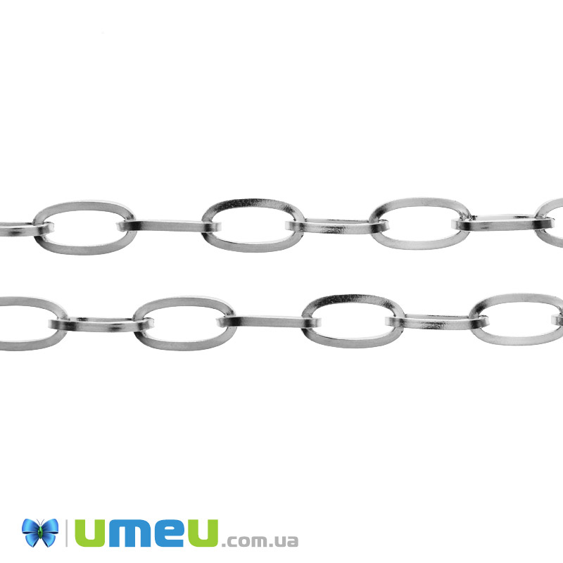 Ланцюг з нержавіючої сталі, Темне срібло, 16х8 мм (ZEP-046947)