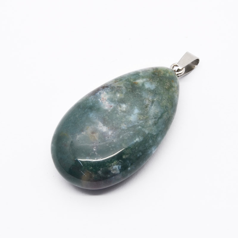 Подвеска Капля, 2 сорт, Натур. камень Агат индийский, 44х24х12 мм (POD-054390)