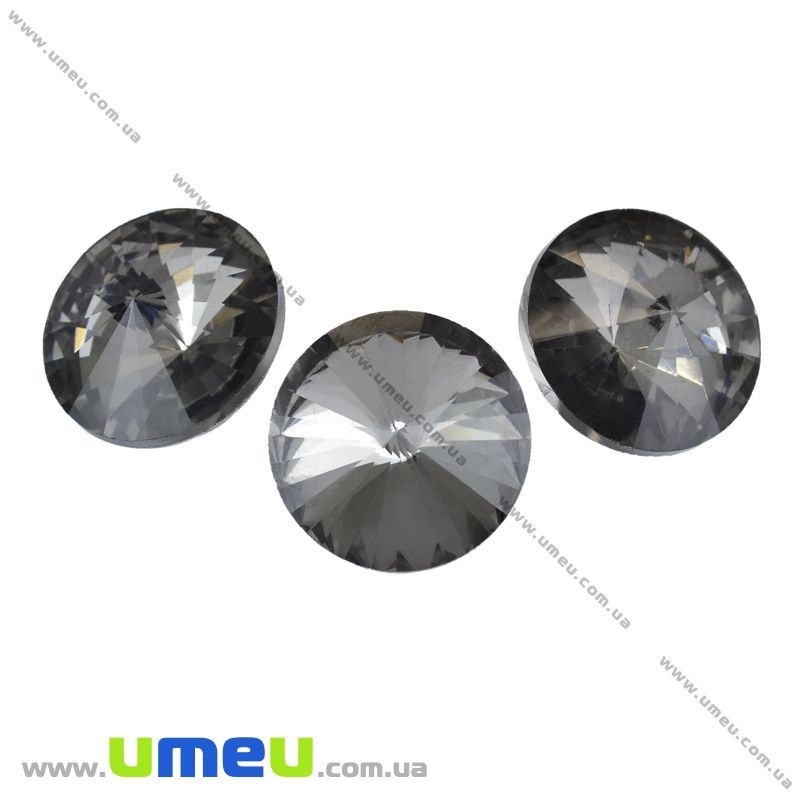 Риволи стеклянный УЦЕНКА, Круглый граненый, 18 мм, Серый, 1 шт (KAB-013236)