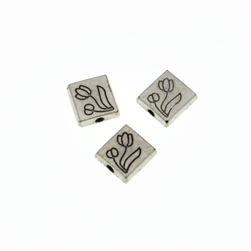 Намистини мет. Квіточка, 8х8 мм, Античне срібло (BUS-032689)