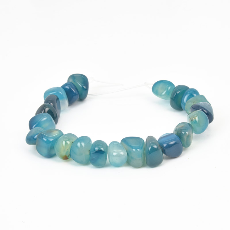 Намистини Агат синій, Натур. камінь, 10-15 мм, 18 см (BUS-058147)