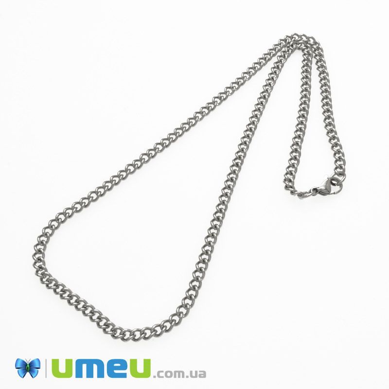 Основа на шию з нерж. ст., Темне срібло, 4 мм, 45 см (STL-049615)