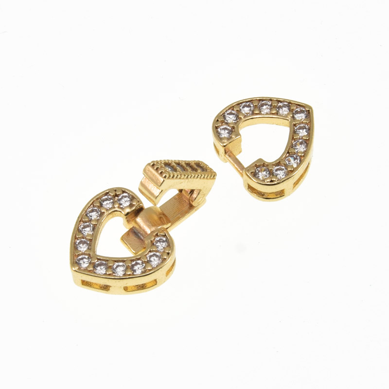 Застібка, 20,5х9,5 мм, Латунь з покриттям 18 kt, Куб. цирконій (ZAM-060827)