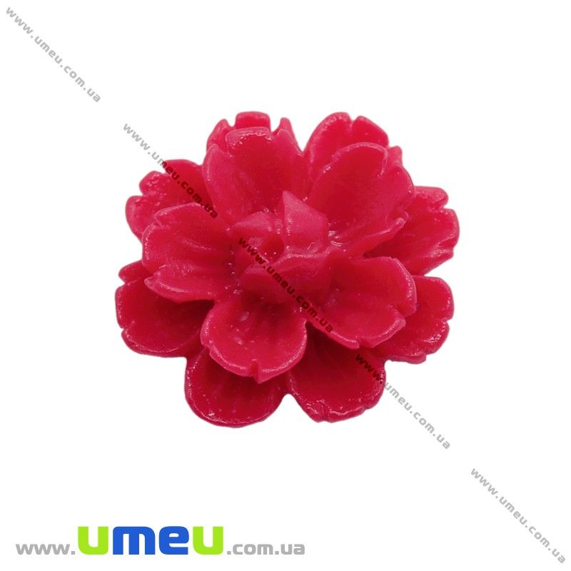 Кабошон з полімерної глини Квіточка червоний, 13 мм (KAB-011737)